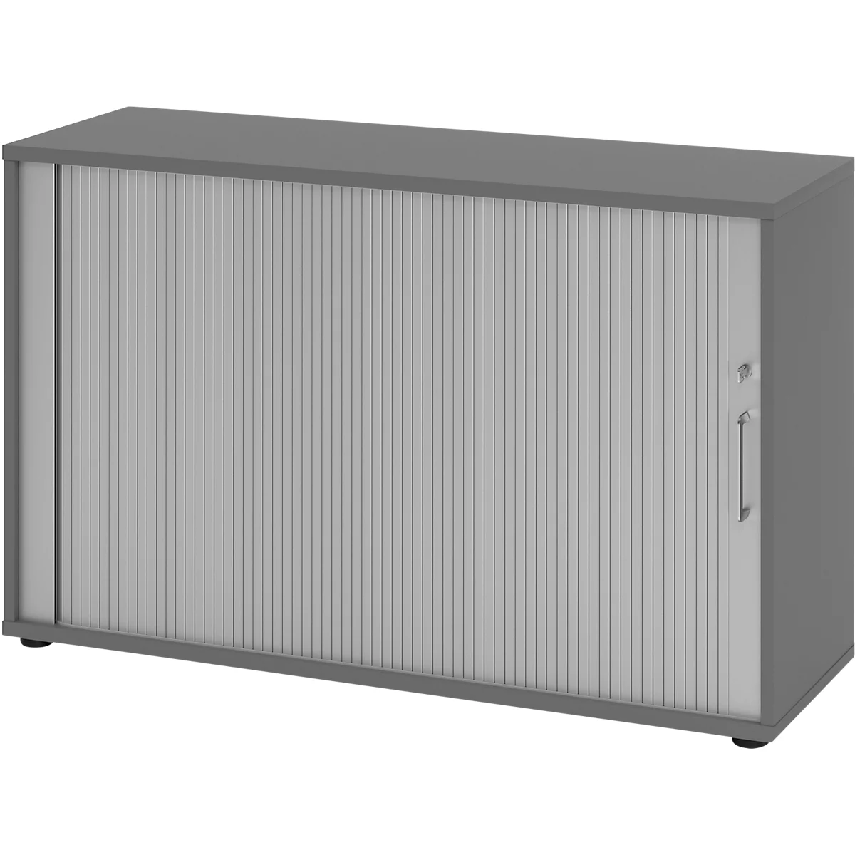 Armoire à rideaux Breno, 2 HC, verrouillable, empilable, L 1200 x P 400 x H 748 mm, panneau de particules, graphite