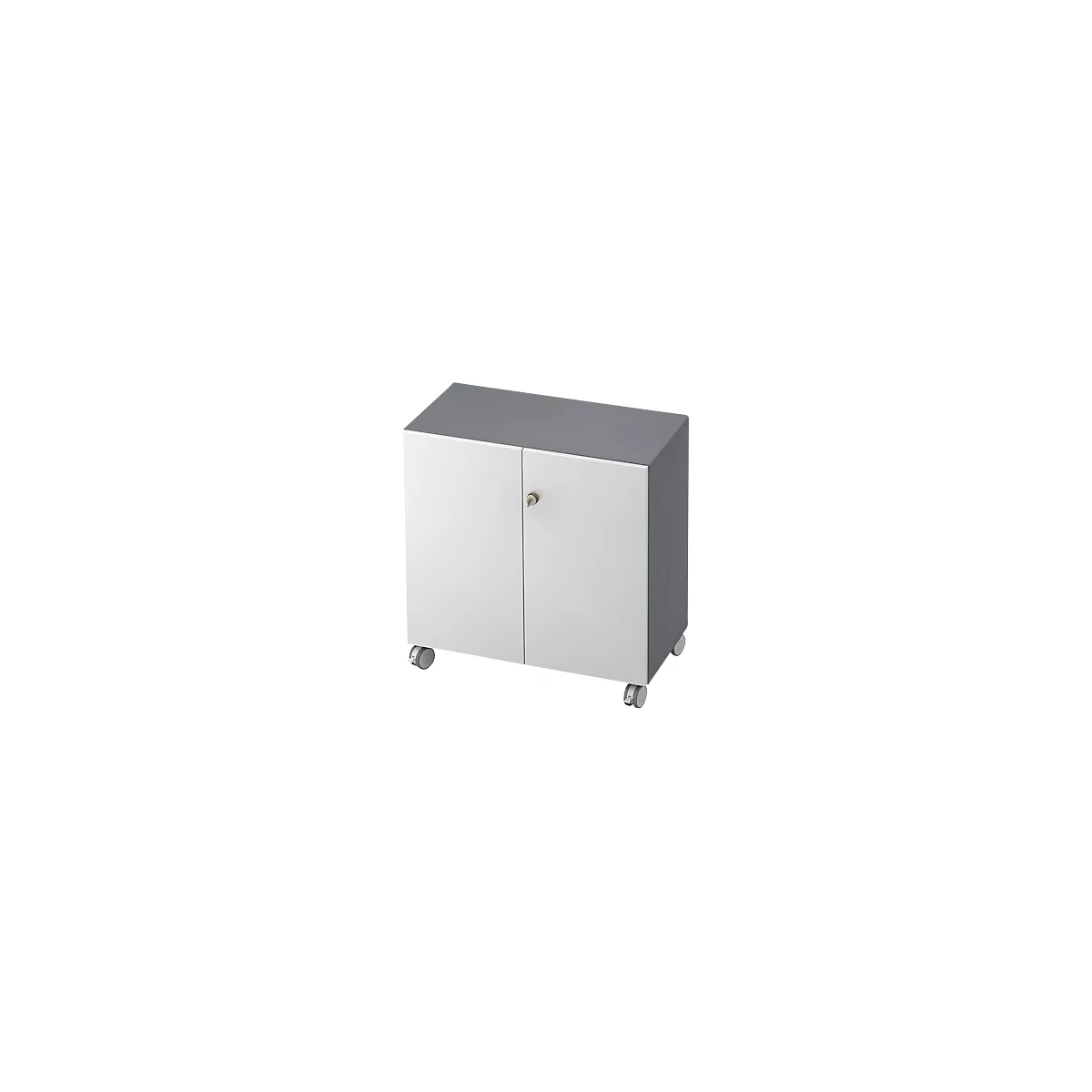 Armoire à roulettes TOPAS LINE, 2 hauteurs de classeurs, portes verrouillables, graphite/blanc