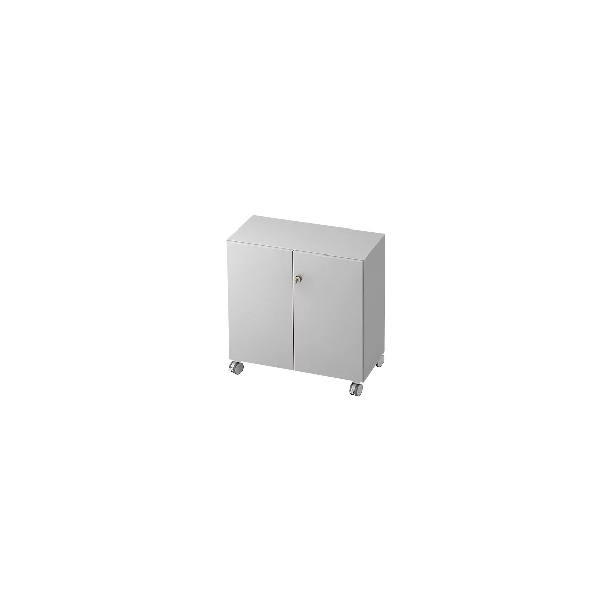 Armoire à roulettes TOPAS LINE, 2 hauteurs de classeurs, portes verrouillables, gris clair/gris clair