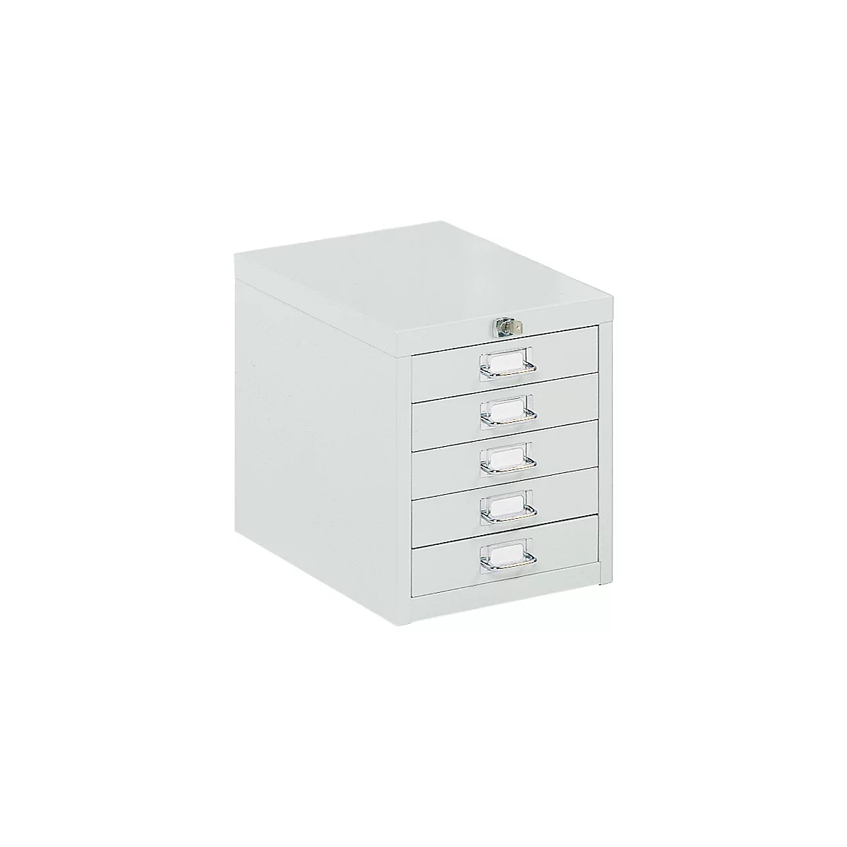 Armoire à tiroirs avec verrouillage central, 5 tiroirs, 330 mm de hauteur, gris clair