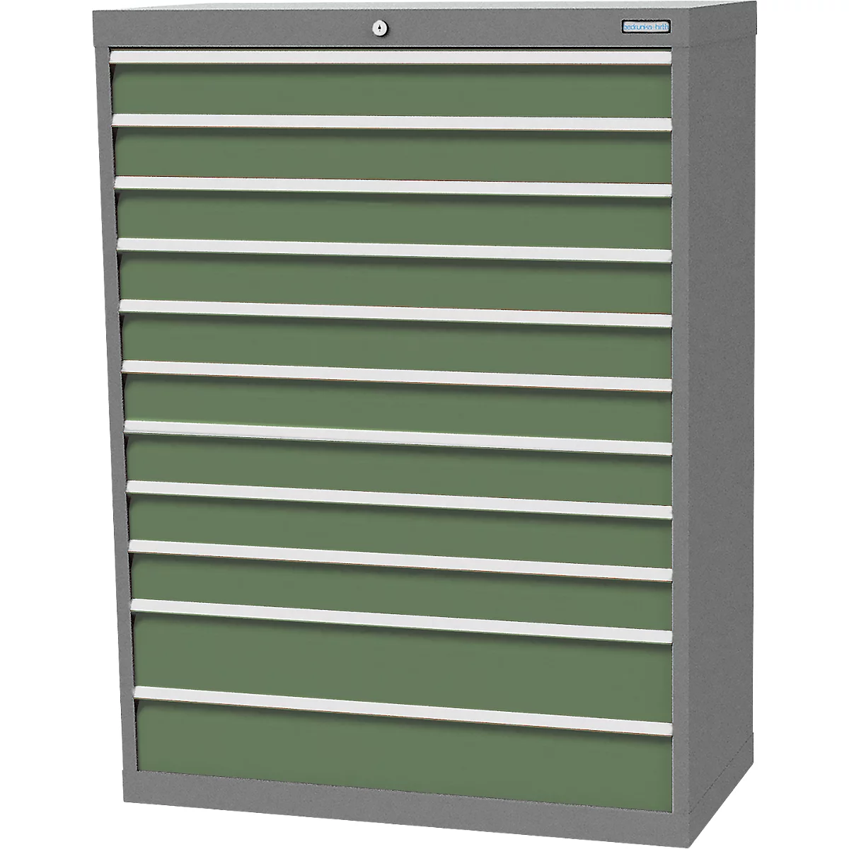 Armoire à tiroirs Bedrunka+Hirth, 11 tiroirs, verrouillable, jusqu'à 1200 kg, L 980 x P 500 x H 1319 mm, tôle d'acier