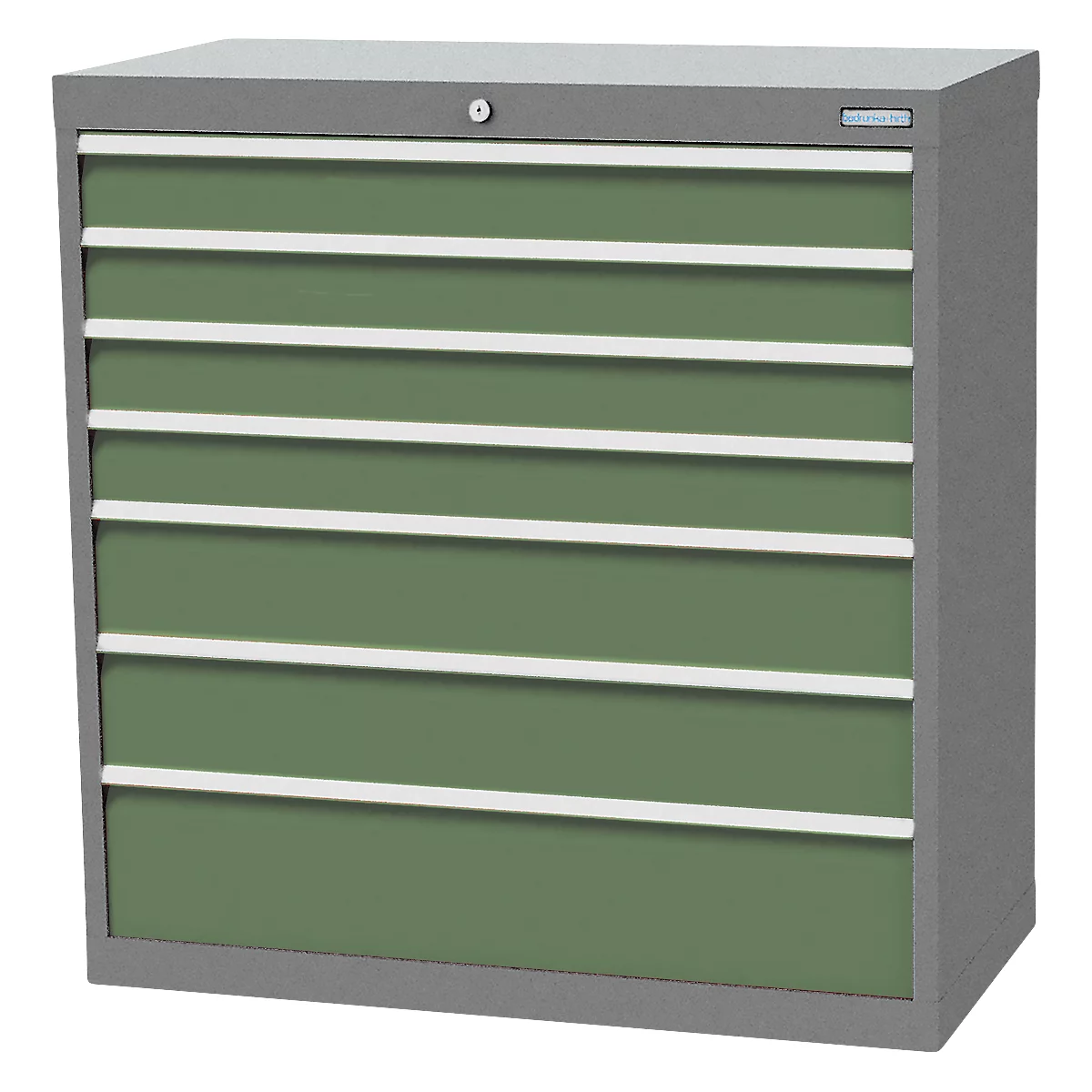 Armoire à tiroirs Bedrunka+Hirth, 7 tiroirs, verrouillable, jusqu'à 1200 kg, y compris jeu de 57 séparations de tiroirs, L 980 x P 500 x H 1019 mm, tôle d'acier