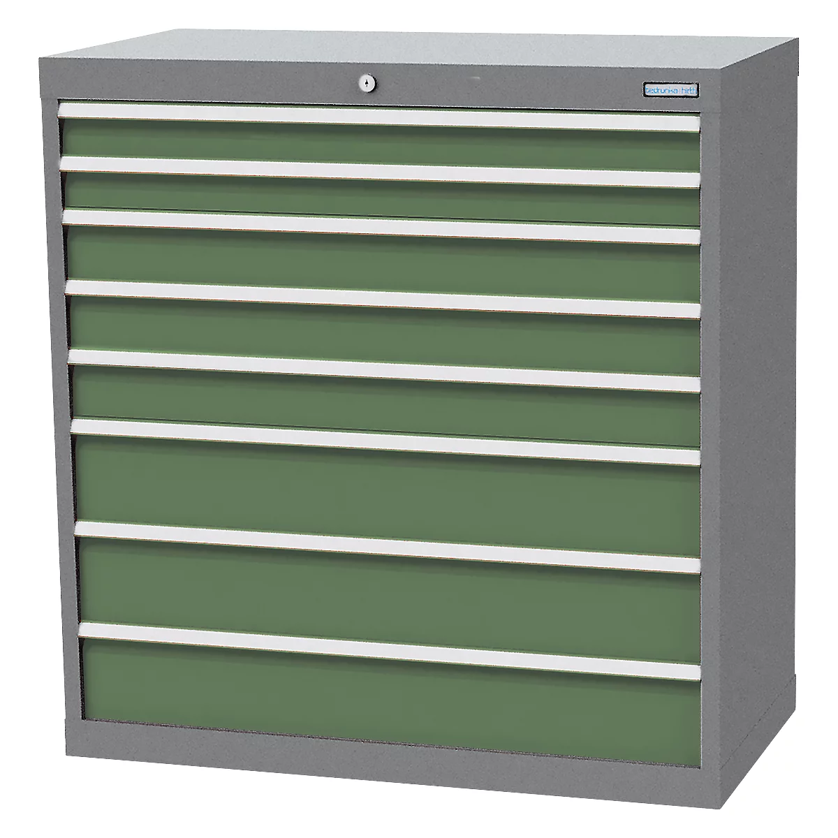 Armoire à tiroirs Bedrunka+Hirth, 8 tiroirs, verrouillable, jusqu'à 1200 kg, L 980 x P 500 x H 1019 mm, tôle d'acier