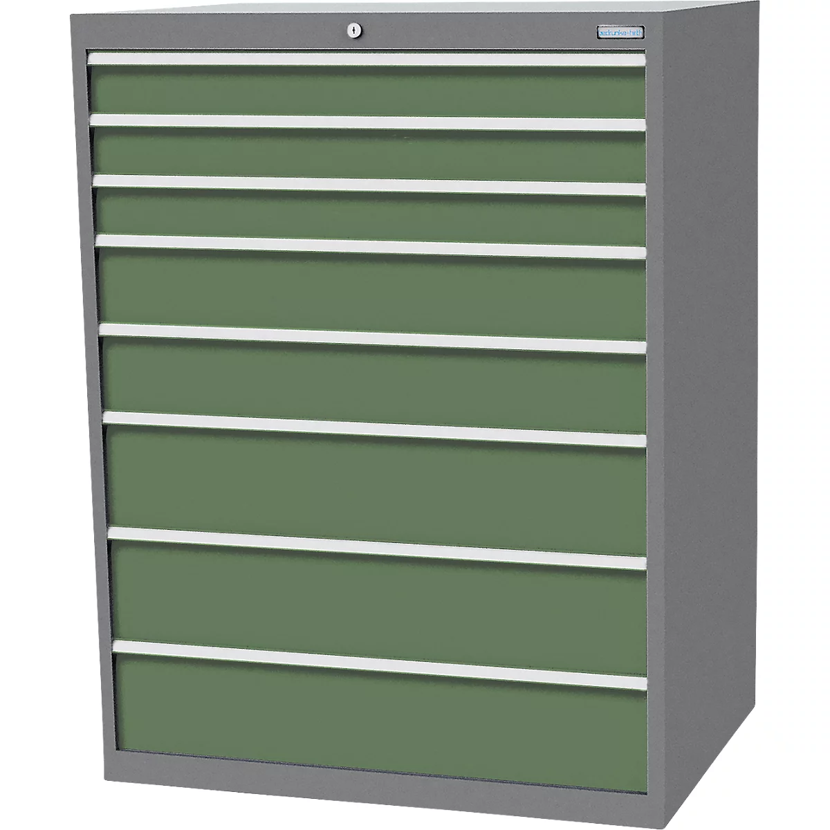 Armoire à tiroirs Bedrunka+Hirth, 8 tiroirs, verrouillable, jusqu'à 1500 kg, L 1005 x P 736 x H 1319 mm, tôle d'acier