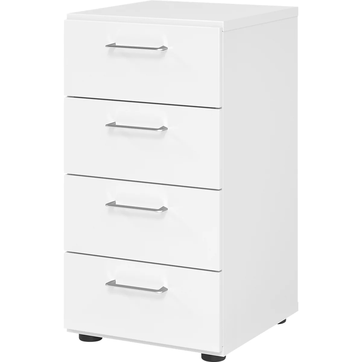 Armoire à tiroirs Breno, 4 tiroirs, poignées métalliques, L 400 x P 420 x H 748 mm, blanc/blanc
