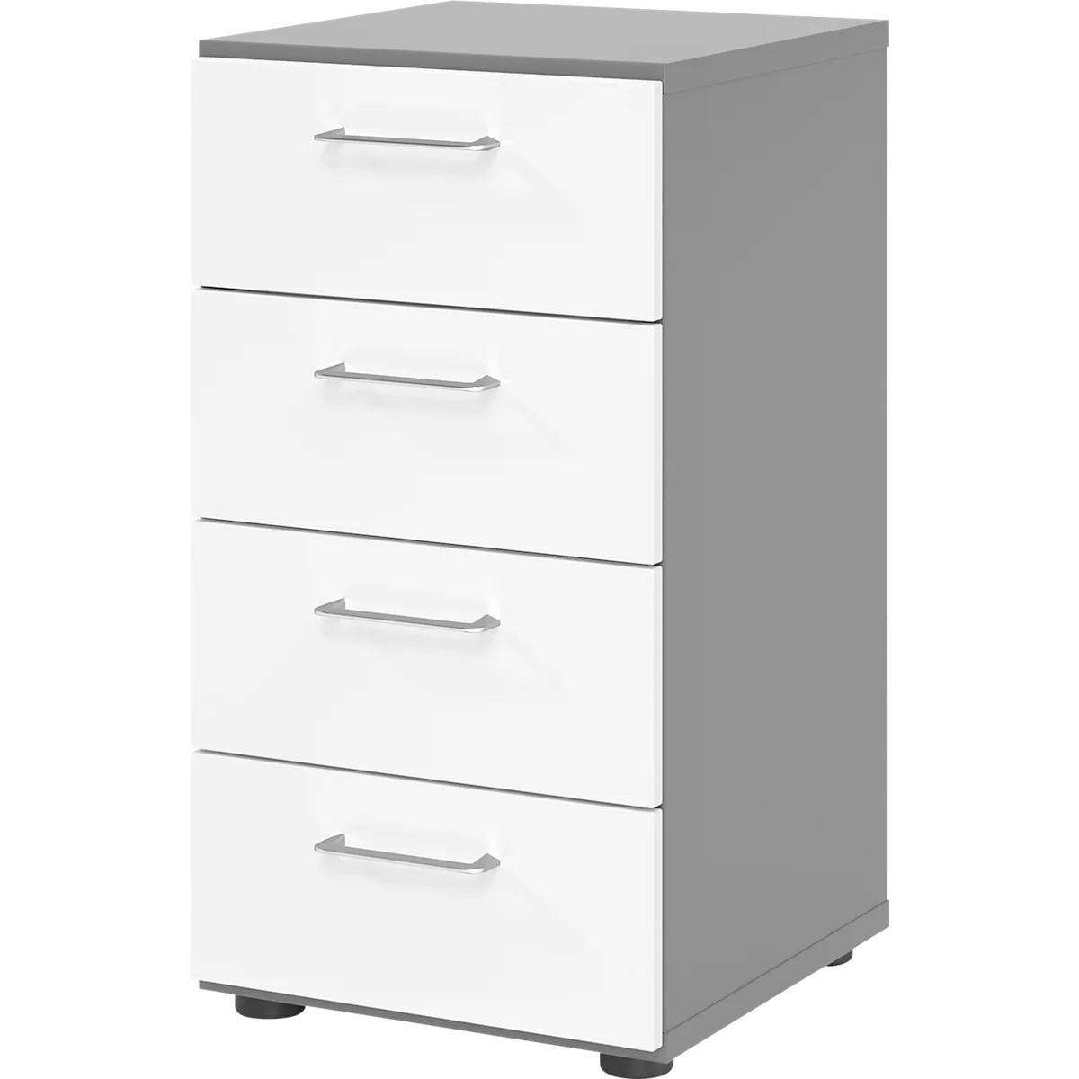 Armoire à tiroirs Breno, 4 tiroirs, poignées métalliques, L 400 x P 420 x H 748 mm, graphite/blanc