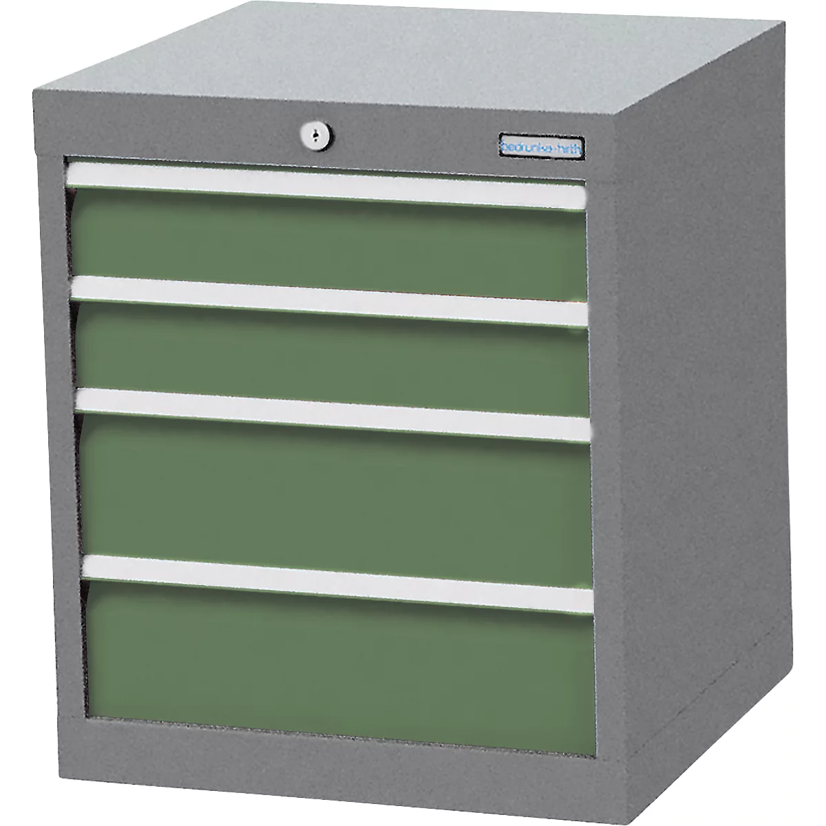 Armoire à tiroirs mobile Bedrunka+Hirth, 4 tiroirs, poignée de poussée, verrouillable, jusqu'à 500 kg, L 530 x P 500 x H 800 mm, tôle d'acier