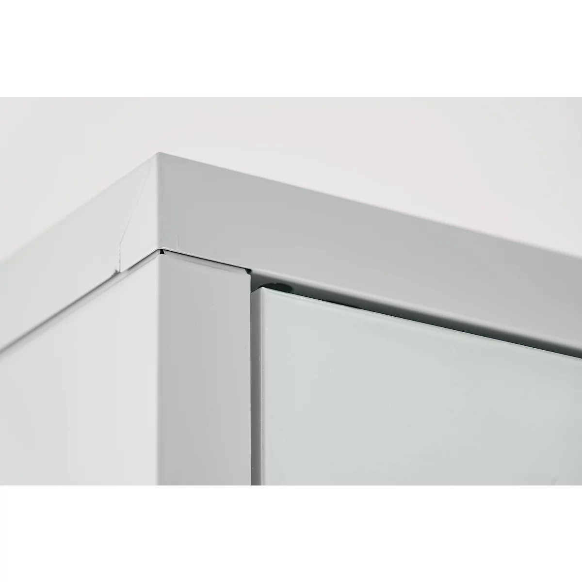 Armoire à vêtements, 2 portes, L 600 x H 1800 mm, pieds inclus, serrure à loquet rotatif, gris clair