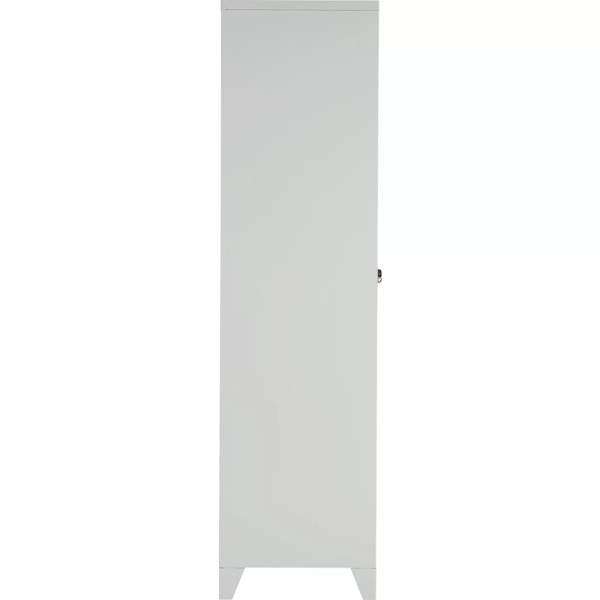 Armoire à vêtements, 2 portes, L 600 x H 1800 mm, pieds inclus, serrure à loquet rotatif, gris clair