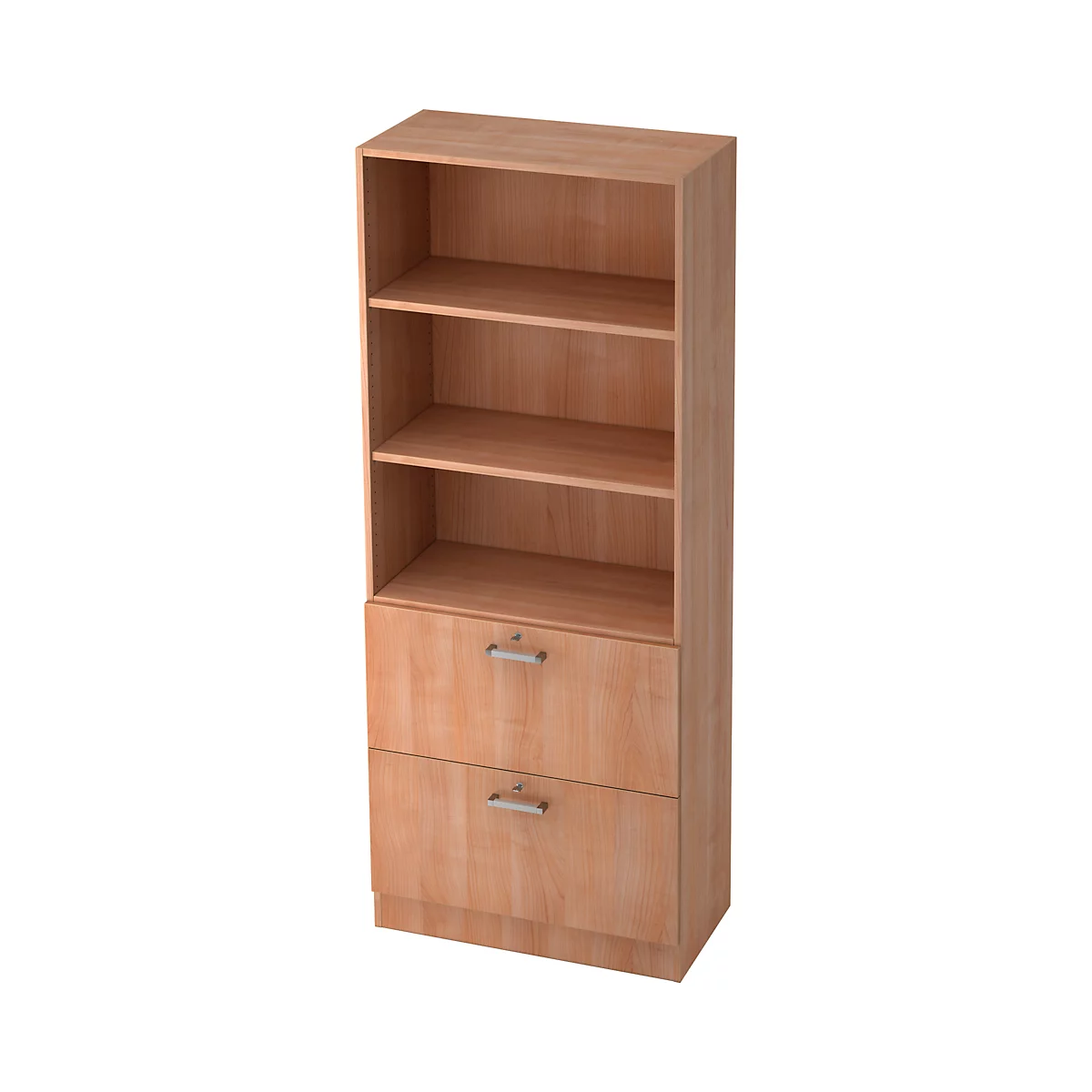 Armoire combinée TARVIS, 5 HC, 2 étagères + 2 tiroirs à DS verrouillables, l. 800 x P 420 x H 2004 mm, décor noyer