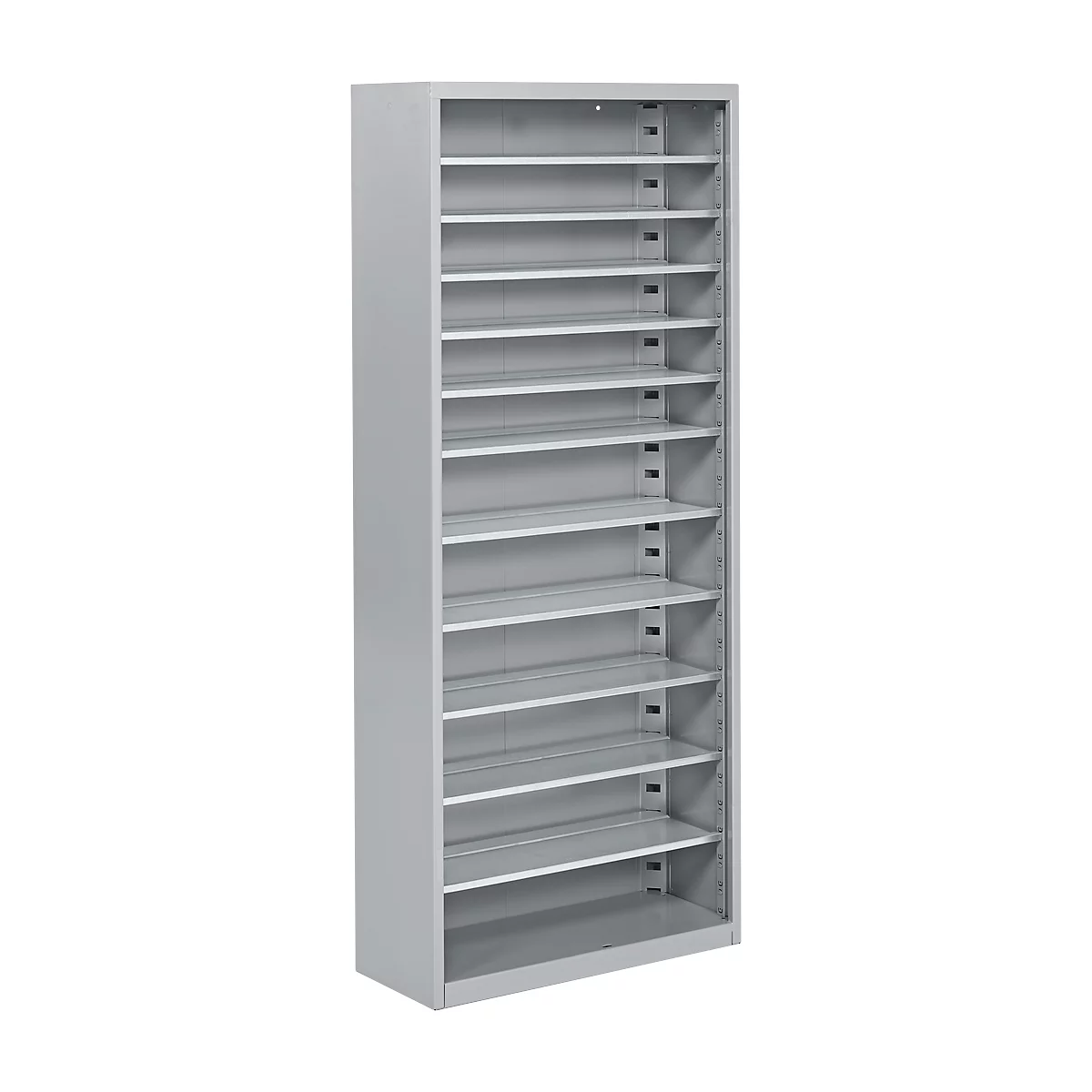 Armoire d'atelier - l. 700 x P 300 x H 1690 mm - 11 étagères - sans bacs - sans portes - alu blanc