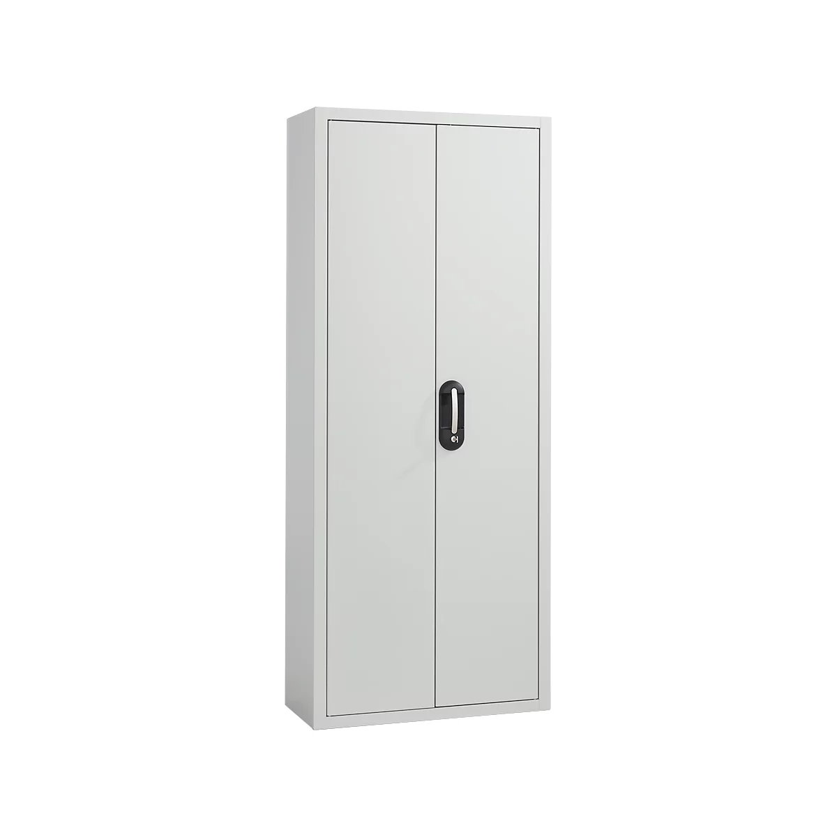 Armoire d'atelier - l. 700 x P 300 x H 1690 mm - 9 étagères - sans bacs - avec portes - gris clair