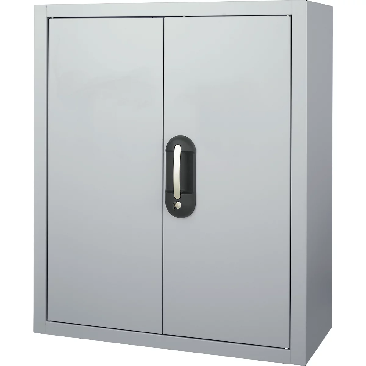 Armoire d'atelier - l. 700 x P 300 x H 830 mm - 4 étagères - 22 bacs - avec portes - alu blanc