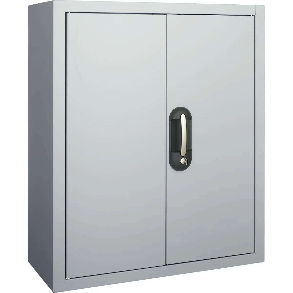 Armoire d'atelier - l. 700 x P 300 x H 830 mm - 4 étagères - 22 bacs - avec portes - alu blanc