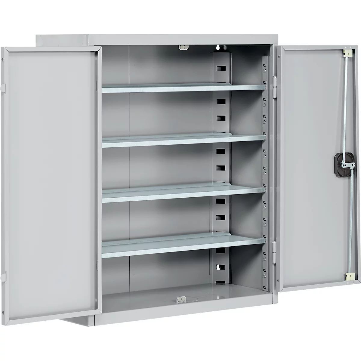 Armoire d'atelier - l. 700 x P 300 x H 830 mm - 4 étagères - sans bacs - avec portes - alu blanc