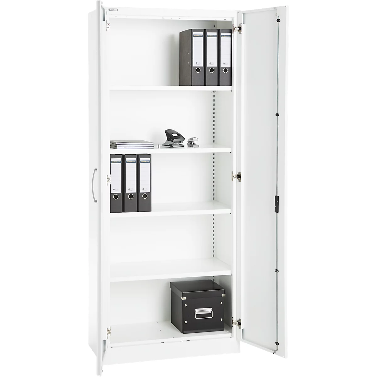 Armoire de bureau, 5 HC, verrouillable, avec portes en applique, L 800 mm, blanc trafic