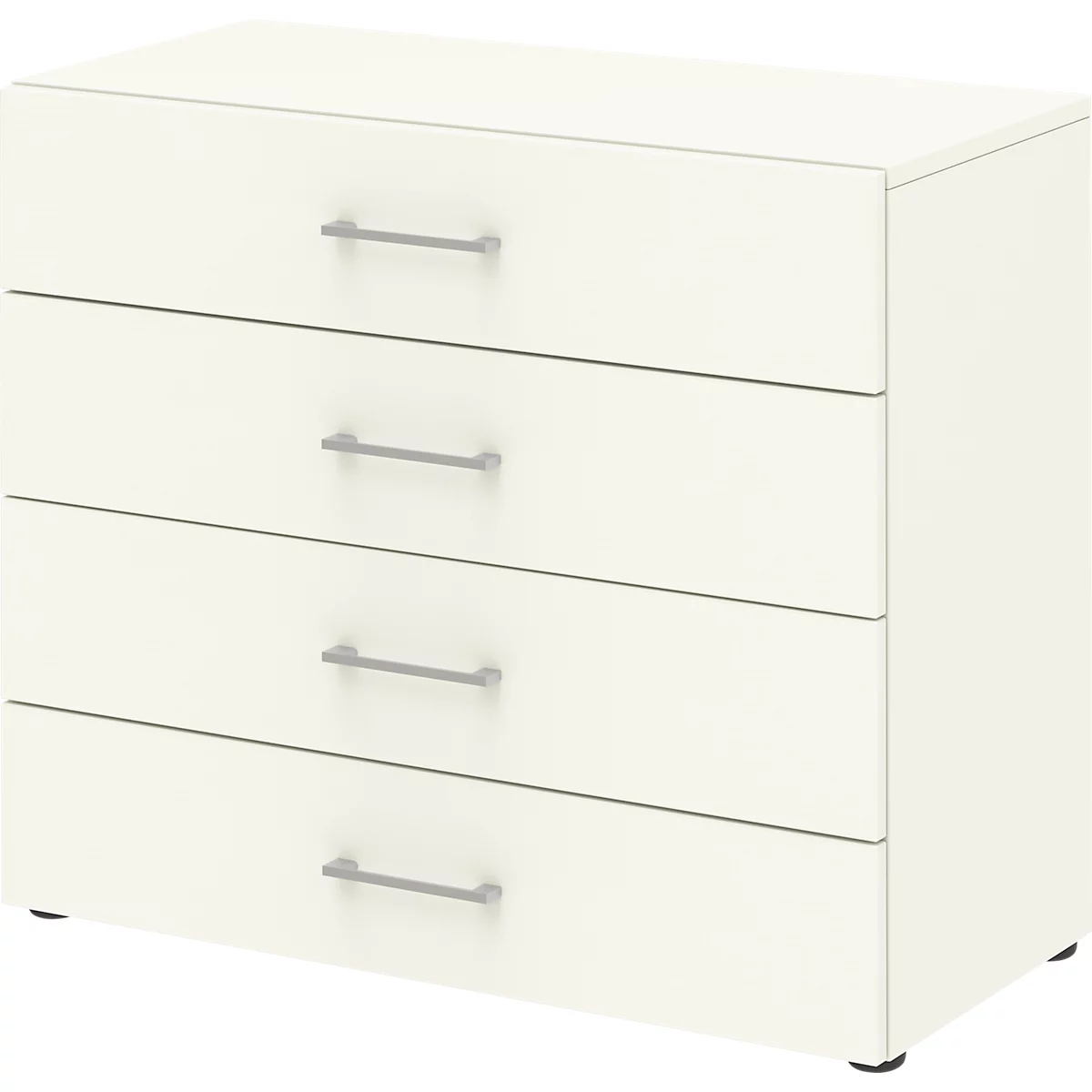 Armoire de bureau TEMPIO, en bois, 4 tiroirs, 2 OH, L 800 x P 340 x H 720 mm, blanc/blanc