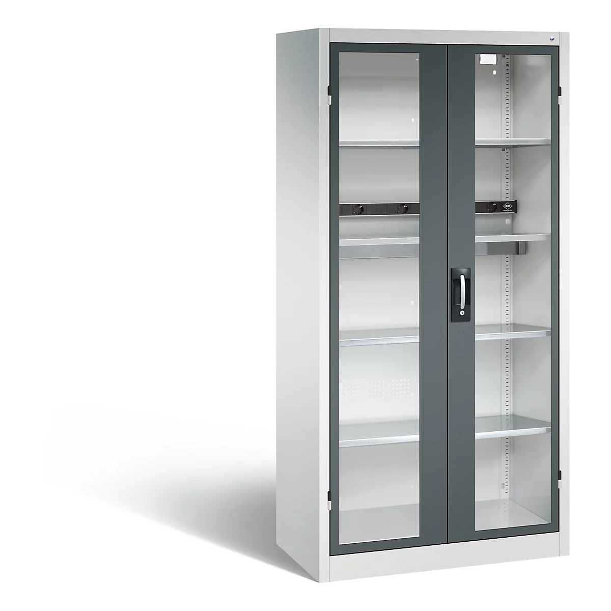 Armoire de charge de batterie Basic de C+P avec fenêtre en verre acrylique, H 1950 x L 930 x P 500 mm, gris clair/anthracite