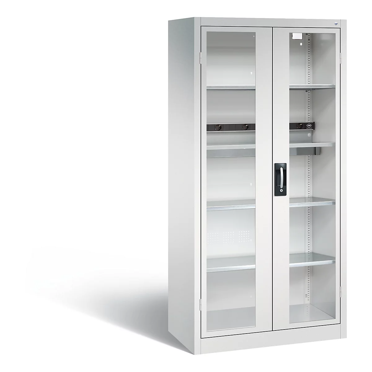 Armoire de charge de batterie Basic de C+P avec fenêtre en verre acrylique, H 1950 x L 930 x P 500 mm, gris clair