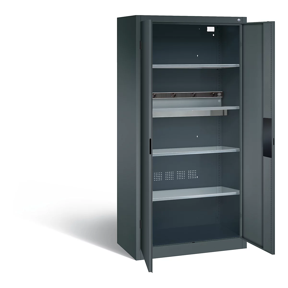 Armoire de charge de batterie Basic de C+P avec portes en tôle pleine, H 1950 x L 930 x P 500 mm, anthracite