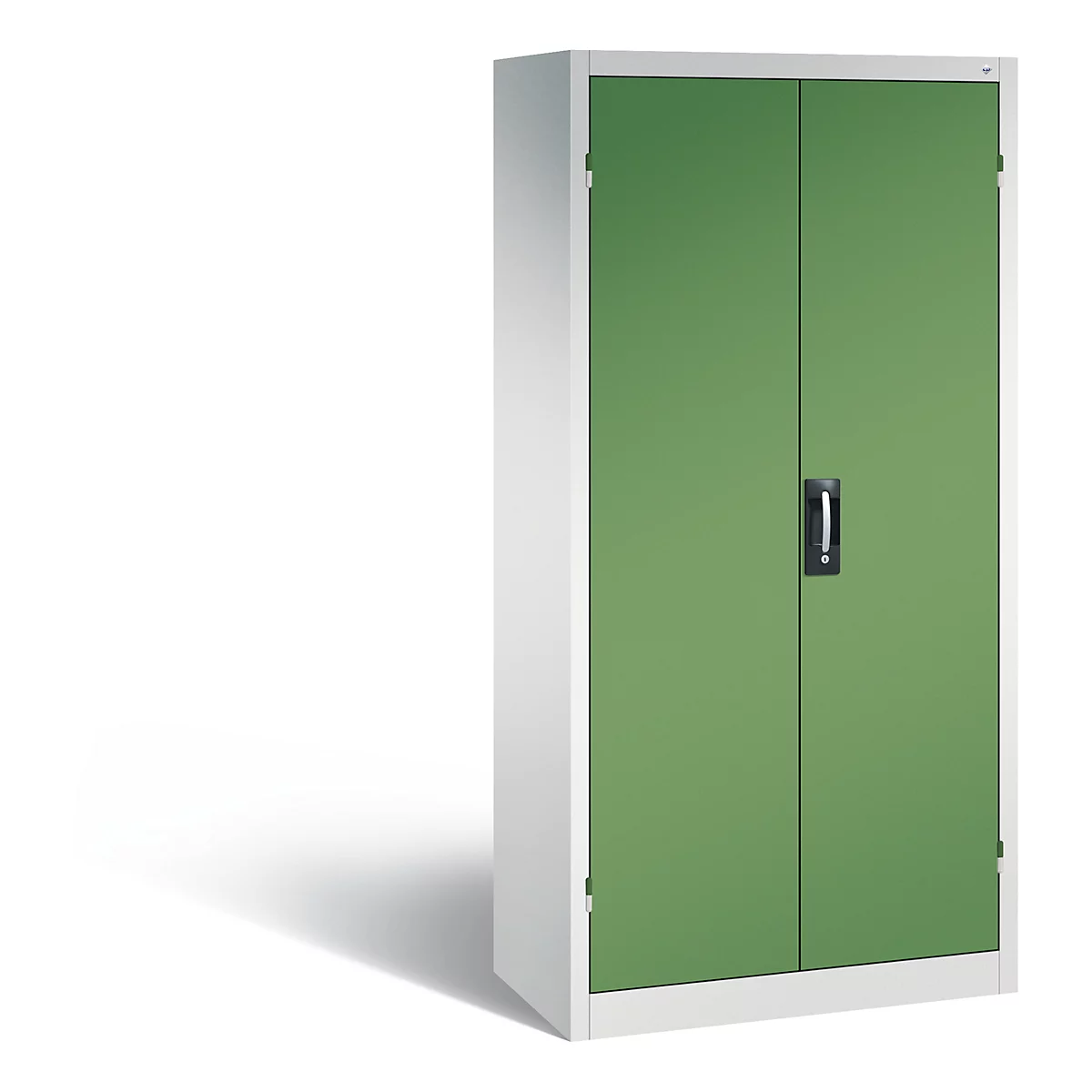 Armoire de charge sur batterie Comfort de C+P avec portes en tôle pleine, H 1950 x L 930 x P 500 mm, gris clair/vert réséda