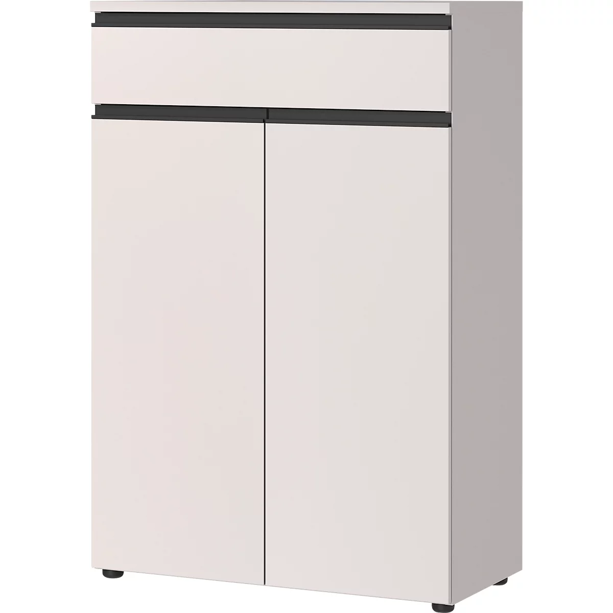 Armoire de classement Aalborg, 1 tiroir, 2 portes, 2 tablettes, patins de meuble, mélaminé, L 810 x P 400 x H 1200 mm, graphite