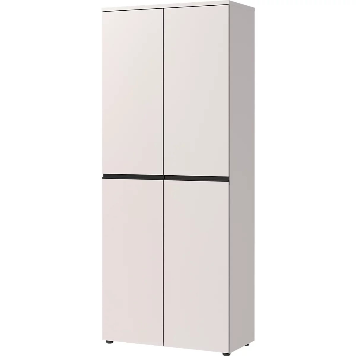 Armoire de classement Aalborg, 2 portes, 4 tablettes, patins de meuble, panneau de particules mélaminé, L 810 x P 400 x H 1970 mm, cachemire