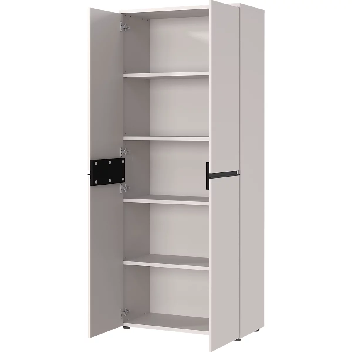 Armoire de classement Aalborg, 2 portes, 4 tablettes, patins de meuble, panneau de particules mélaminé, L 810 x P 400 x H 1970 mm, cachemire