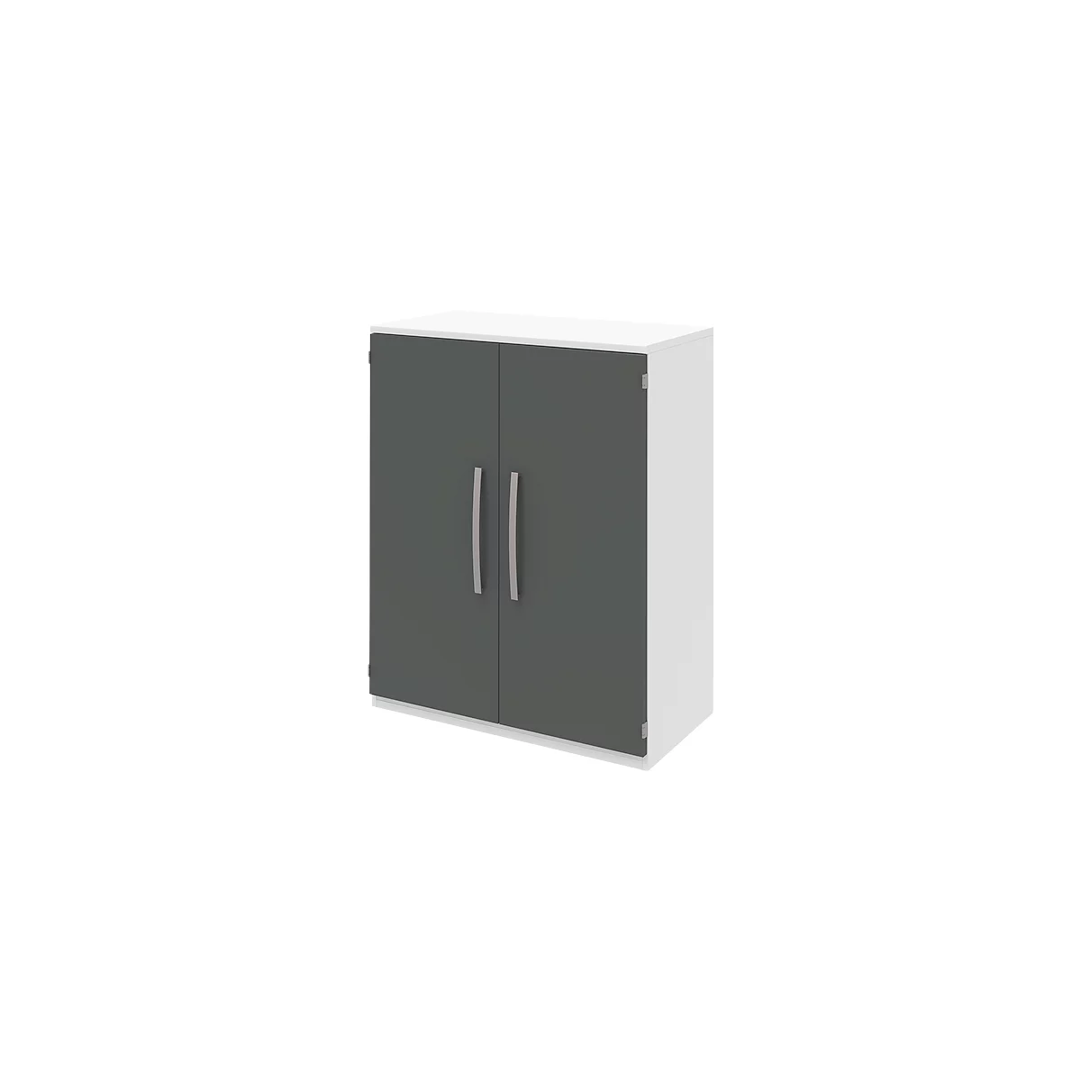 Armoire de classement BARI, 3 hauteurs de classeurs, 2 tablettes, l. 819 x P 430 x H 1117 mm, blanc/anthracite