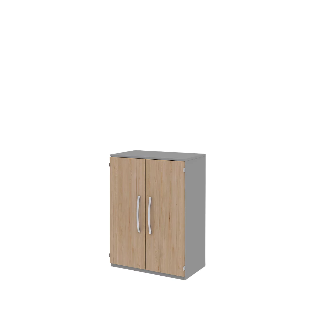 Armoire de classement BARI, 3 hauteurs de classeurs, 2 tablettes, l. 819 x P 430 x H 1117 mm, coloris chêne/gris moyen