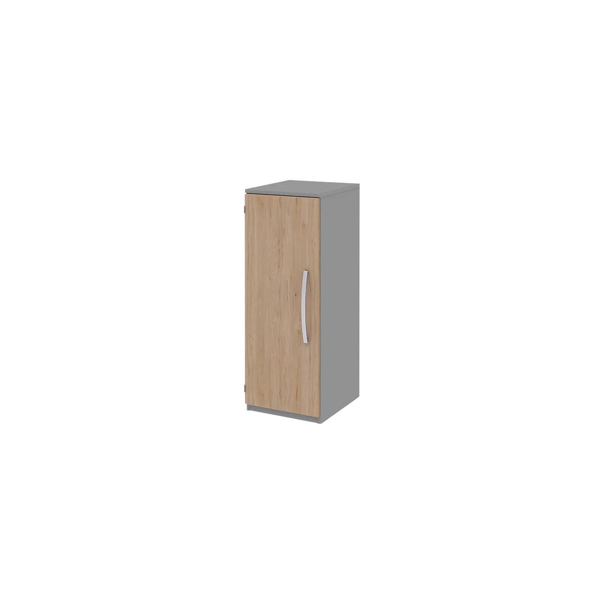 Armoire de classement BARI, 3 HC, 2 étagères, charnière de porte côté gauche, l. 427 x P 430 x H 1117 mm, coloris chêne/gris moyen