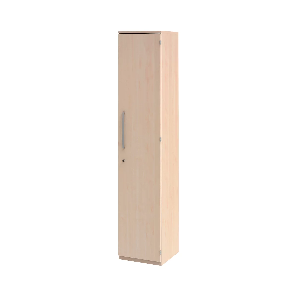 Armoire de classement BARI, 6 hauteurs de classeurs, 5 tablettes, serrure, charnière de porte côté droit, l. 427 x P 430 x H 2174 mm, coloris érable