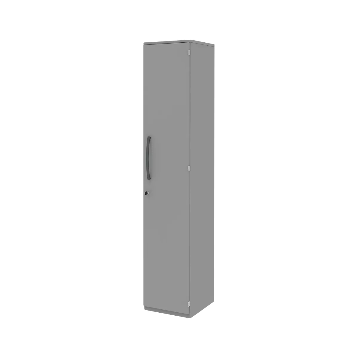 Armoire de classement BARI, 6 hauteurs de classeurs, 5 tablettes, serrure, charnière de porte côté droit, l. 427 x P 430 x H 2174 mm, gris moyen/gris moyen
