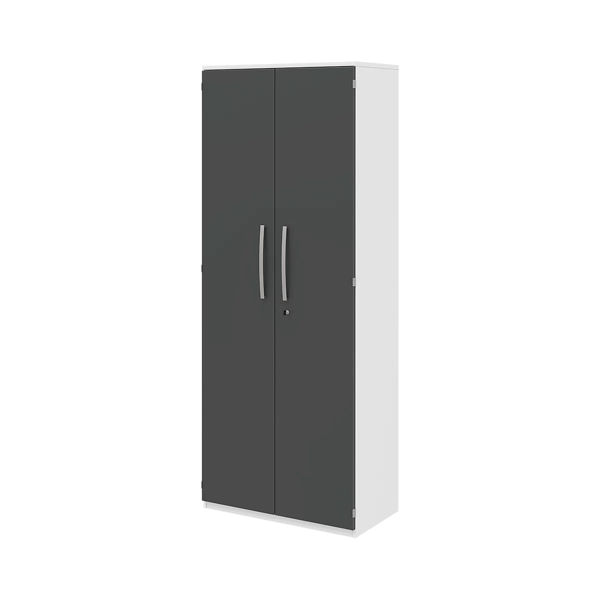 Armoire de classement BARI, 6 HC, 5 tablettes, serrure, l. 819 x P 430 x H 2174 mm, blanc/anthracite