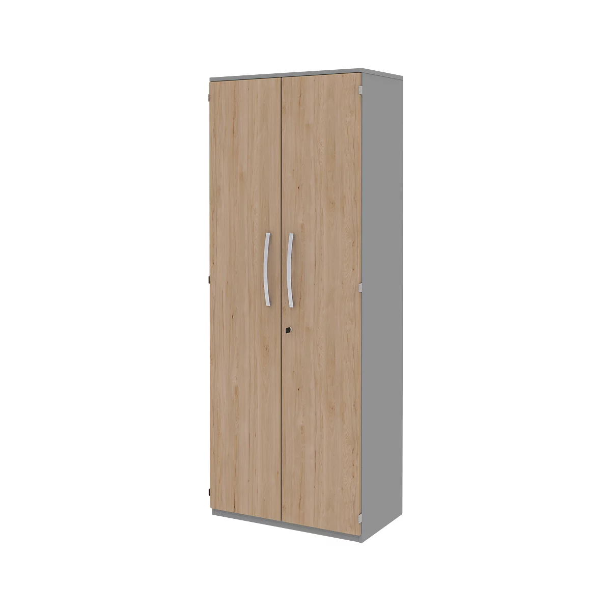 Armoire de classement BARI, 6 HC, 5 tablettes, serrure, l. 819 x P 430 x H 2174 mm, coloris chêne/gris moyen