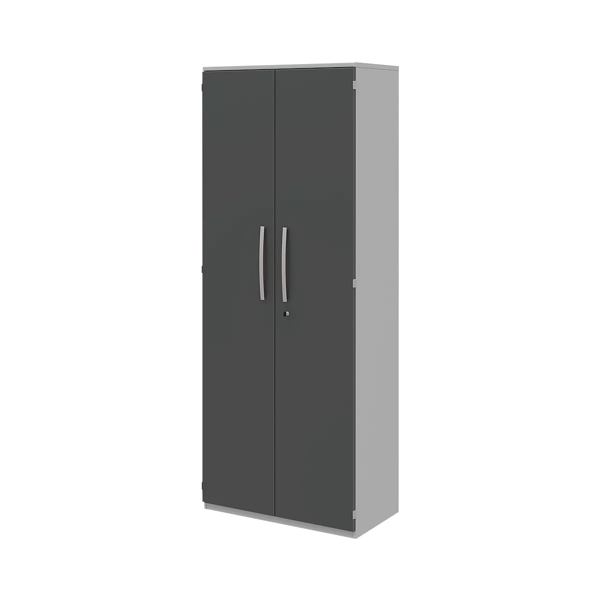 Armoire de classement BARI, 6 HC, 5 tablettes, serrure, l. 819 x P 430 x H 2174 mm, gris clair/anthracite