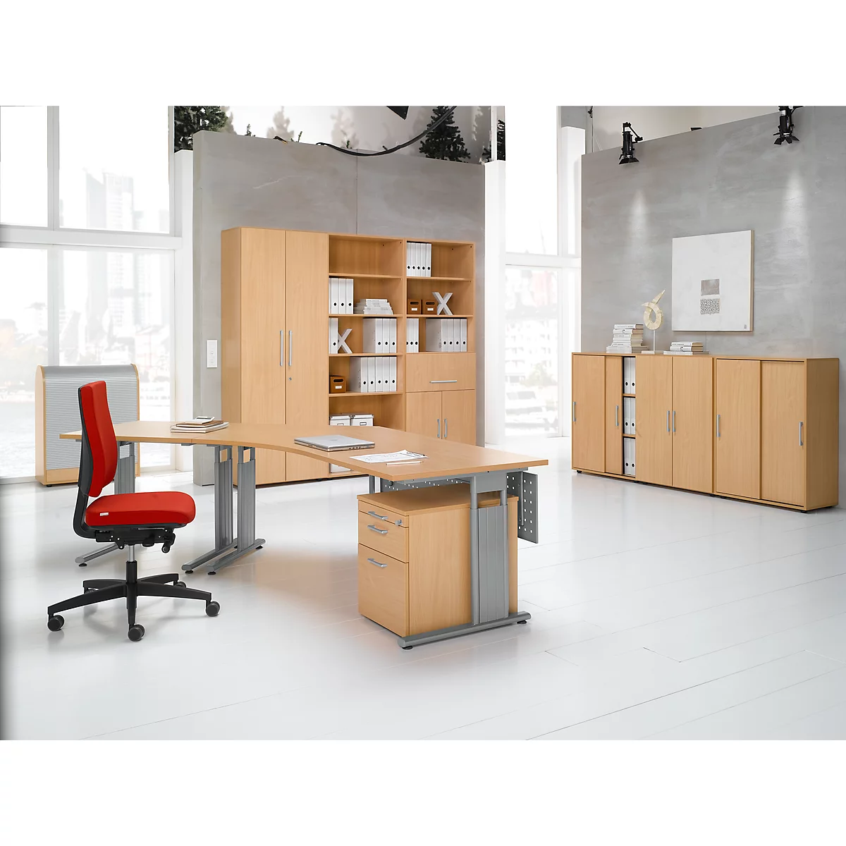 Armoire de classement PALENQUE, 6 HC, verrouillable, l. 800 x P 420 x H 2160 mm, coloris hêtre