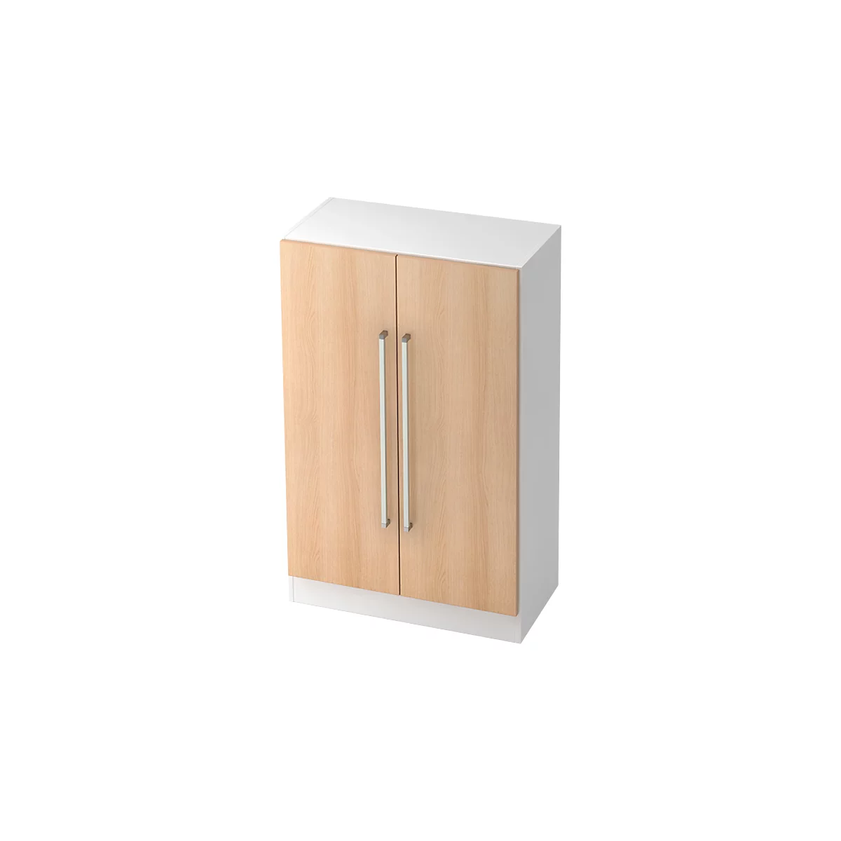 Armoire de classement TARVIS, avec poignée sans serrure, 3 hauteurs de classeurs, l. 800 x P 420 x H 1270 mm, coloris blanc/chêne
