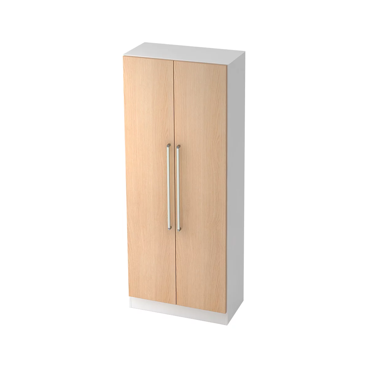 Armoire de classement TARVIS, avec poignée sans serrure, 5 hauteurs de classeur, l. 800 x P 420 x H 2004 mm, coloris blanc/chêne