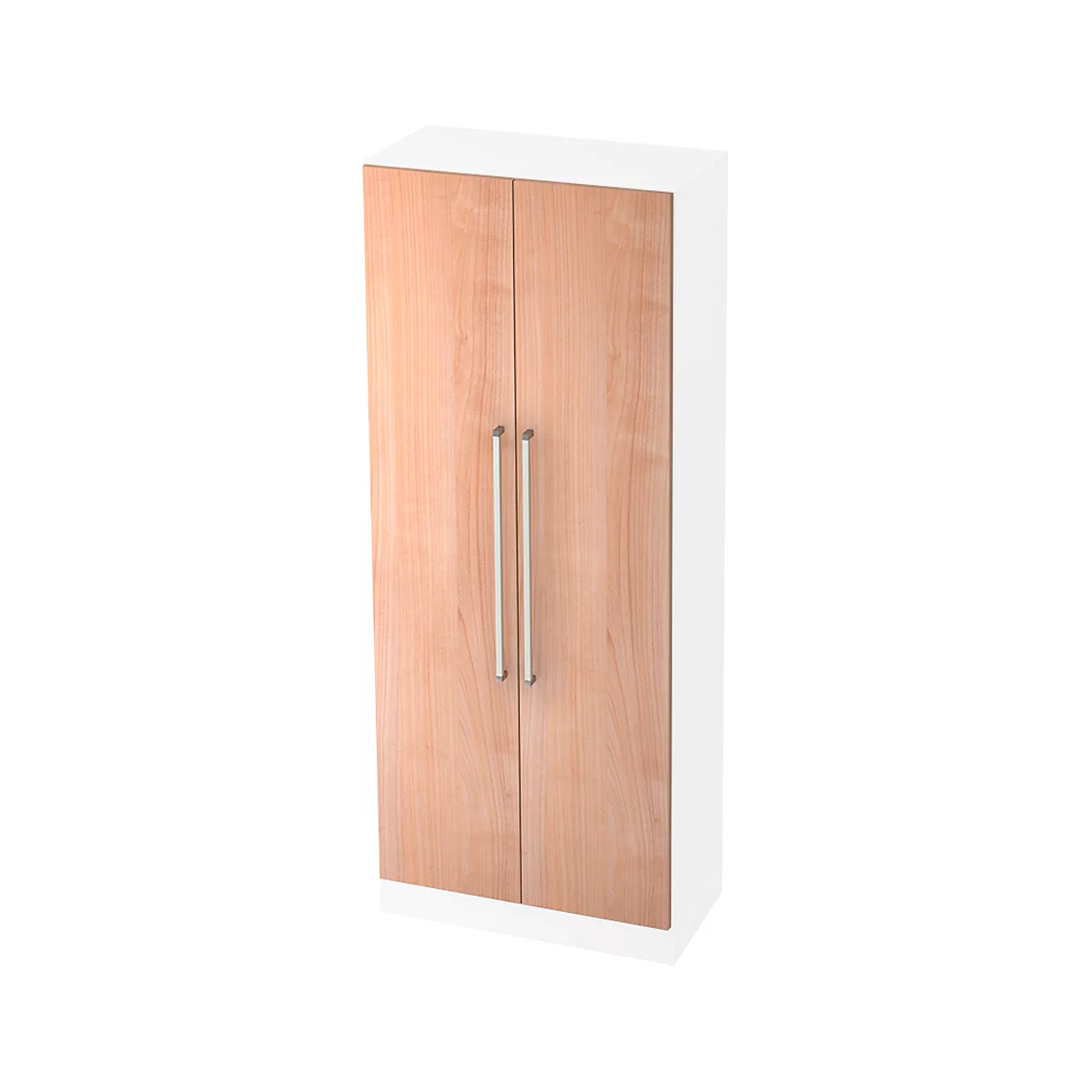 Armoire de classement TARVIS, avec poignée sans serrure, 5 hauteurs de classeur, l. 800 x P 420 x H 2004 mm, coloris blanc/noyer