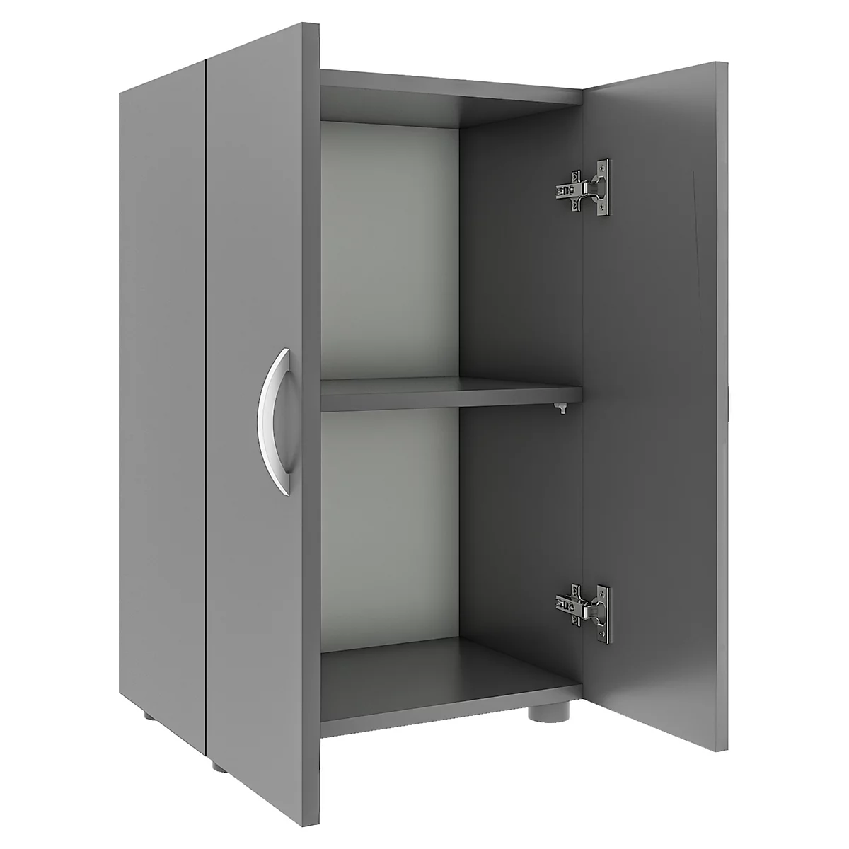 Armoire de classement Ulas, 2 hauteurs de classeurs, 1 tablette, pour env. 14 classeurs, portes battantes, L 490 x P 340 x H 740 mm, bois, anthracite