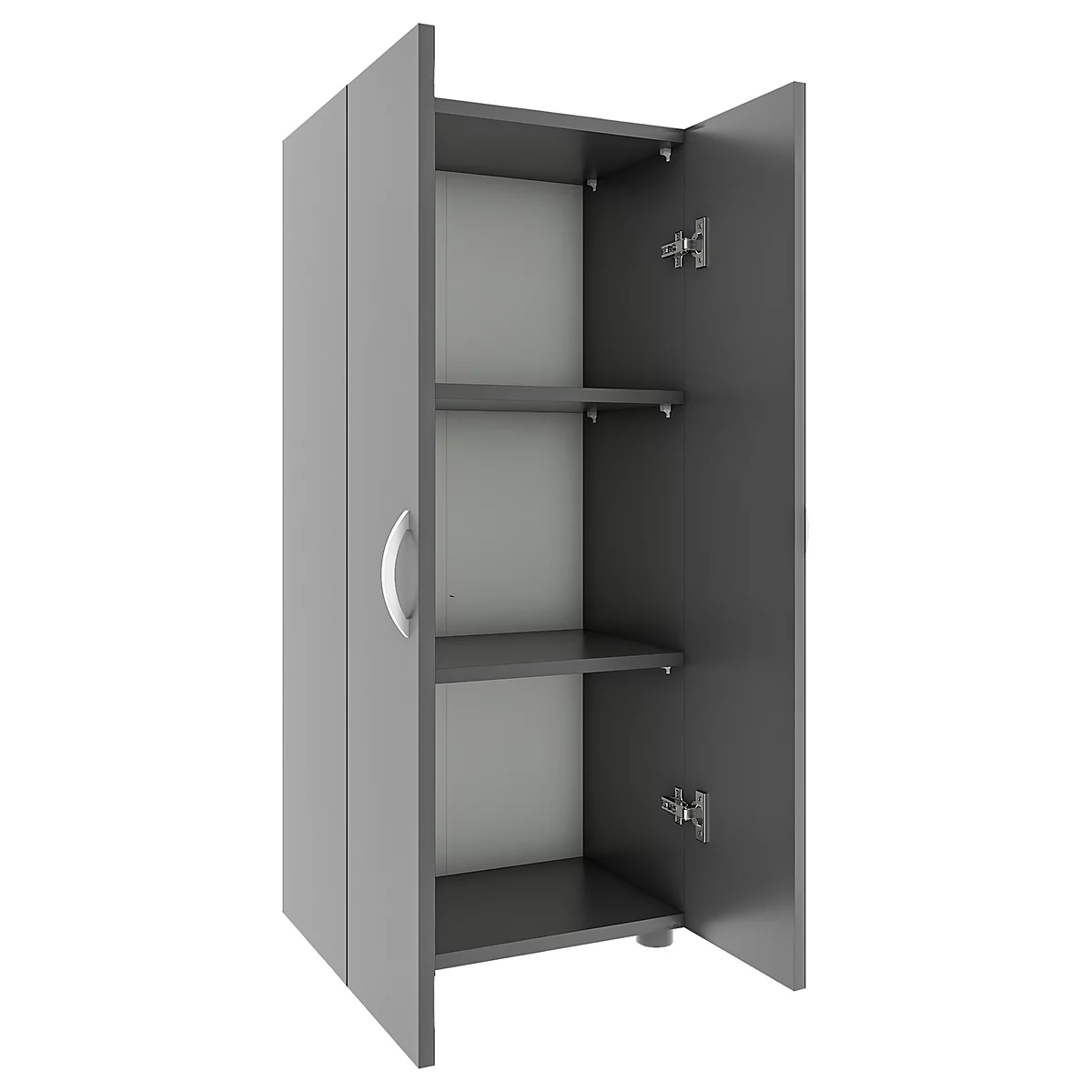 Armoire de classement Ulas, 3 hauteurs de classeurs, 2 tablettes, pour env. 21 classeurs, portes battantes, L 490 x P 340 x H 1080 mm, bois, anthracite