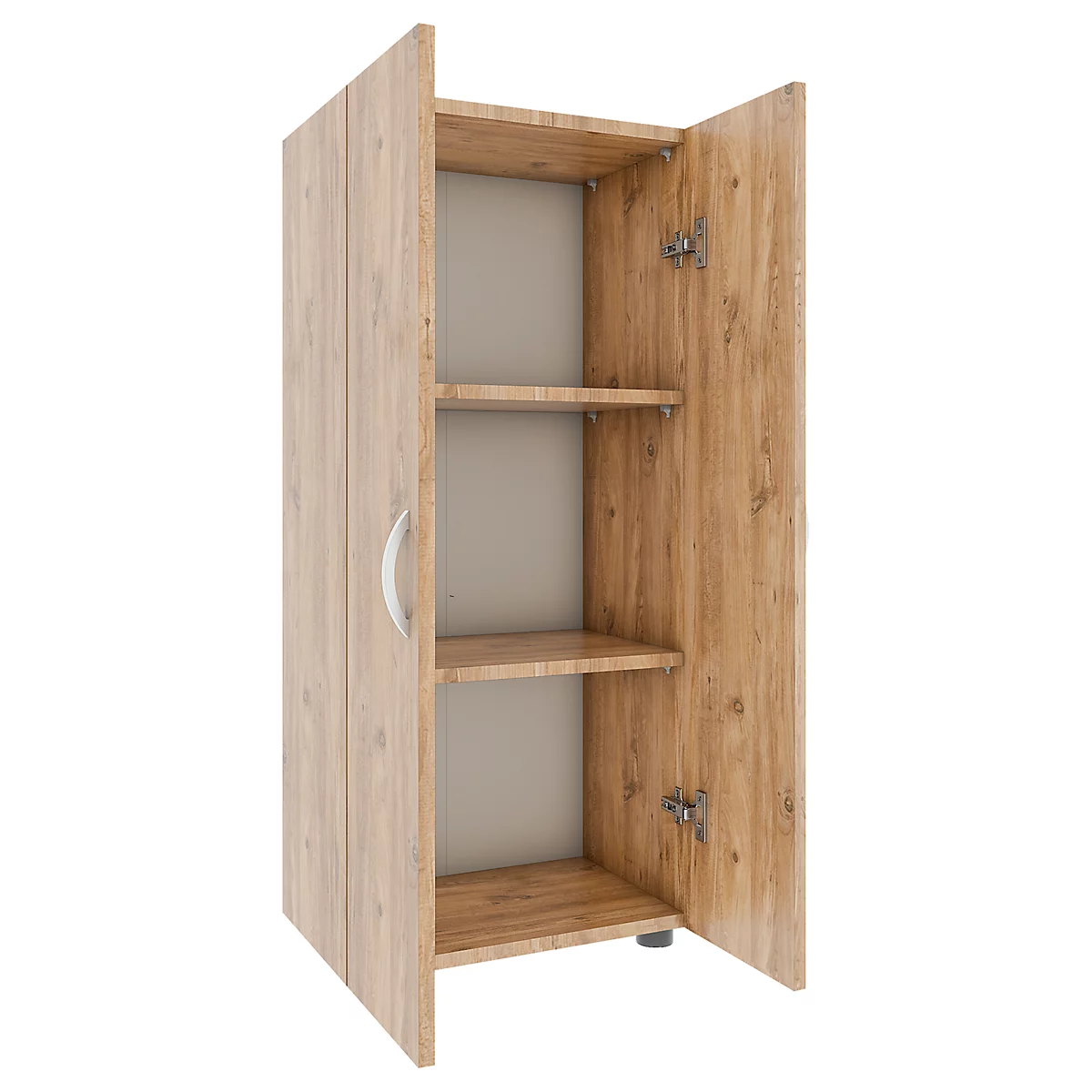 Armoire de classement Ulas, 3 hauteurs de classeurs, 2 tablettes, pour env. 21 classeurs, portes battantes, L 490 x P 340 x H 1080 mm, bois, chêne miel
