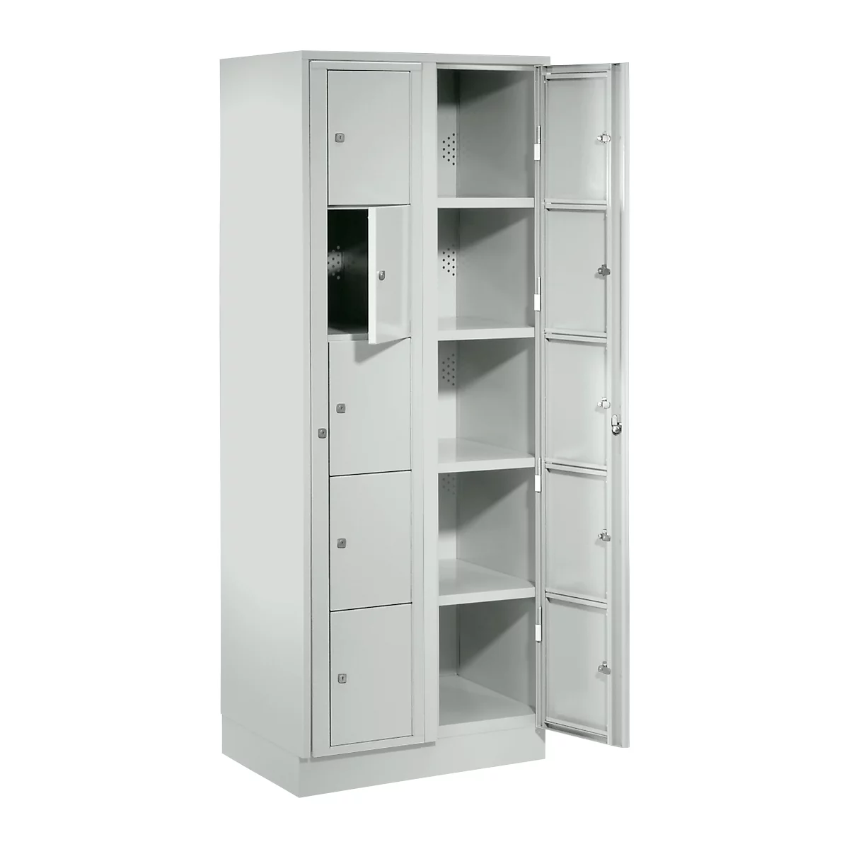 Armoire de distribution, avec porte centrale, Largeur intérieure des compartiments 350 mm, largeur 700 mm, 10 casiers, gris clair