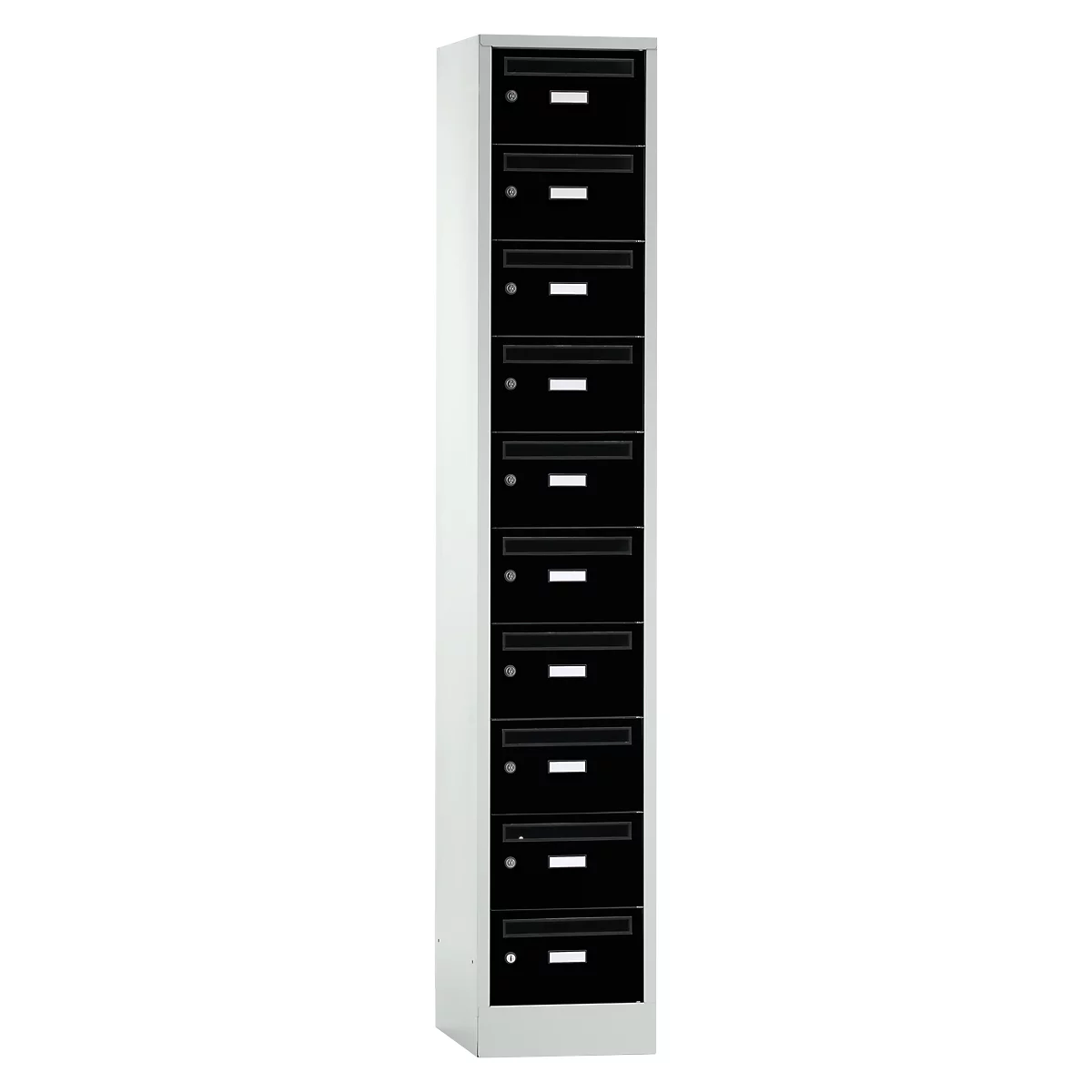 Armoire de distribution pour courrier, avec fente d'insertion, 1 compartiment, serrure à cylindre de sécurité, noir ébène