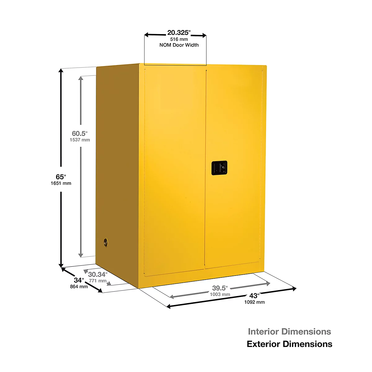 Armoire de sécurité Justrite FM Classic Sure-Grip® EX, pour liquides inflammables, jusqu'à 341 litres, portes à fermeture automatique, jaune
