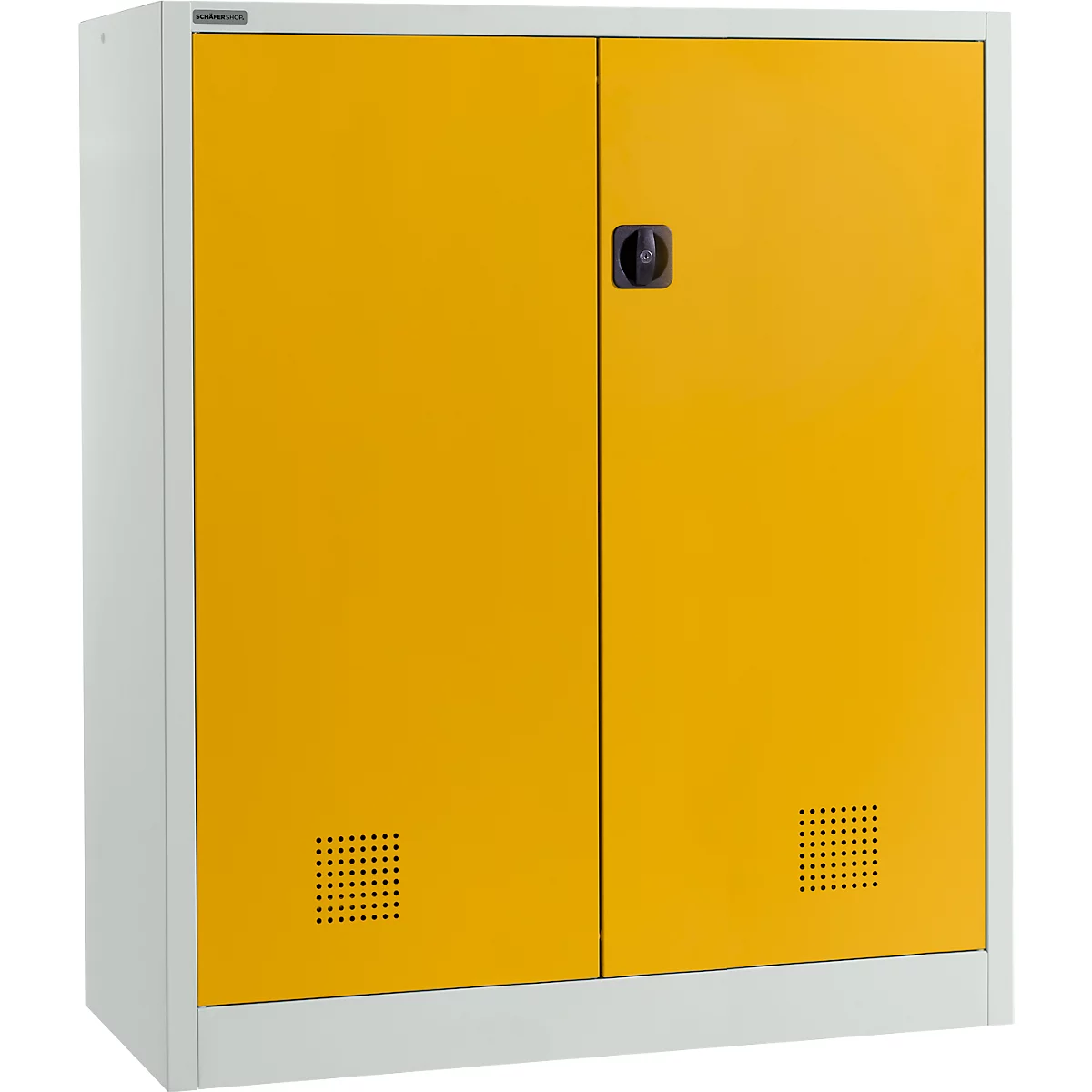 Armoire de sécurité MSI-US151 - acier - l. 1200 x P 500 x H 1585 mm - fentes d'aération - 3 bacs à 23 L - gris et jaune - notre marque Schäfer Shop Select