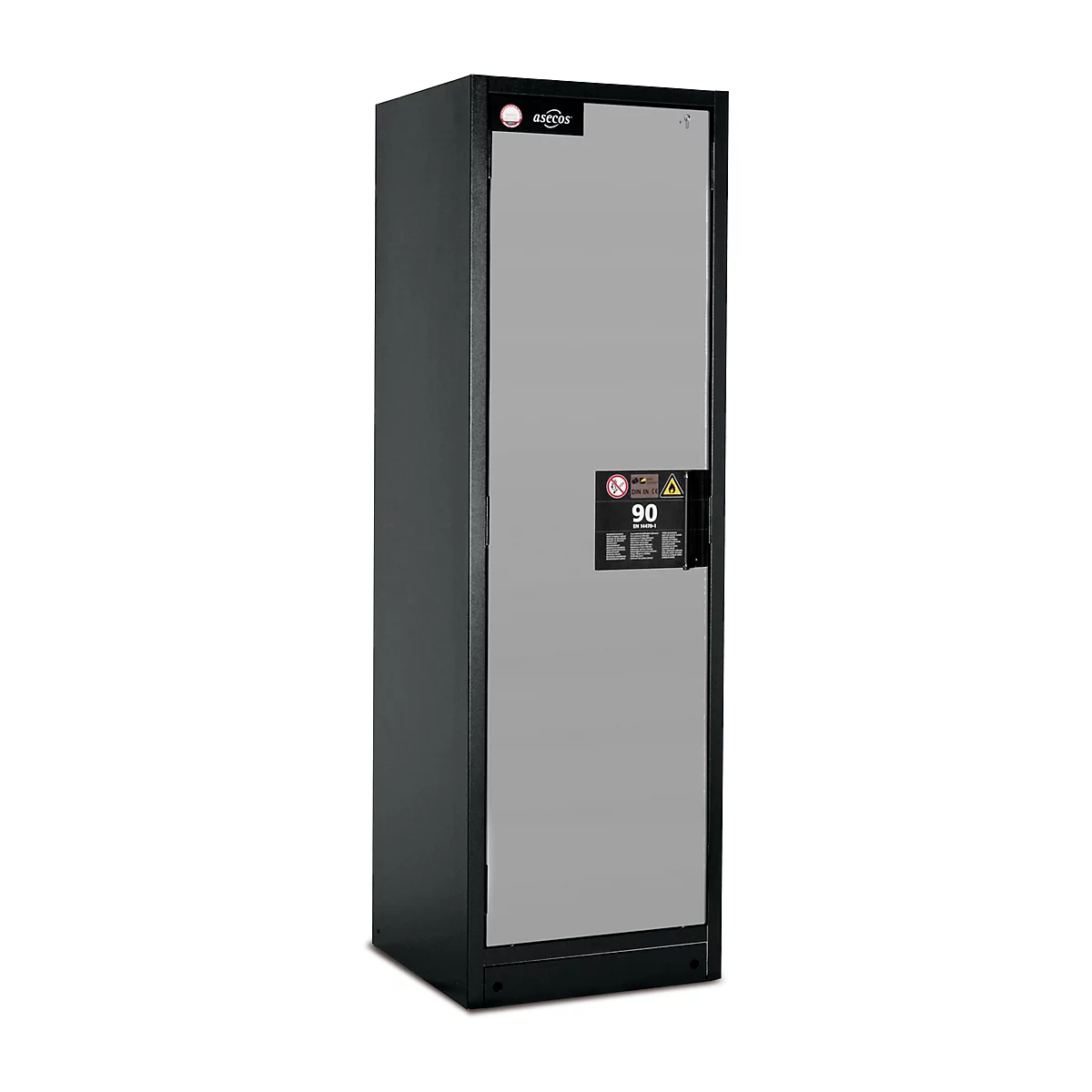 Armoire de sécurité type 90, l. 600 mm, porte fixée à gauche, 6 tiroirs, argent asecos