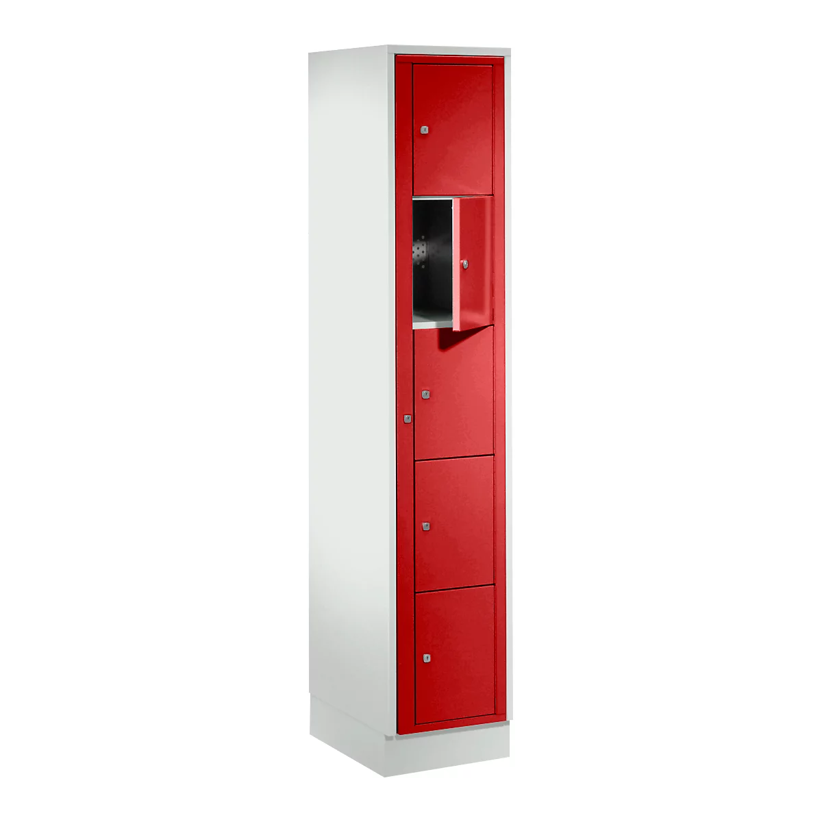 Armoire de stockage, avec porte centrale, Largeur intérieure des compartiments 350 mm, largeur 350 mm, 5 compartiments, rouge feu