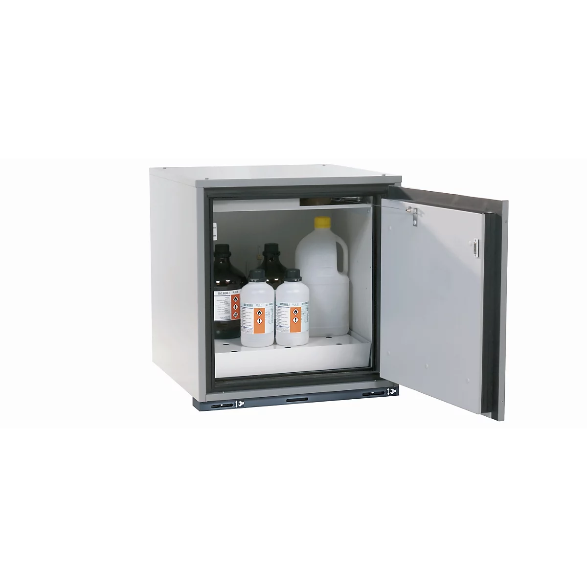 Armoire de stockage de sécurité de type 90 asecos UB-T-90, porte à charnières, charnières à droite, façade gris clair, L 593 x P 502 x H 600 mm